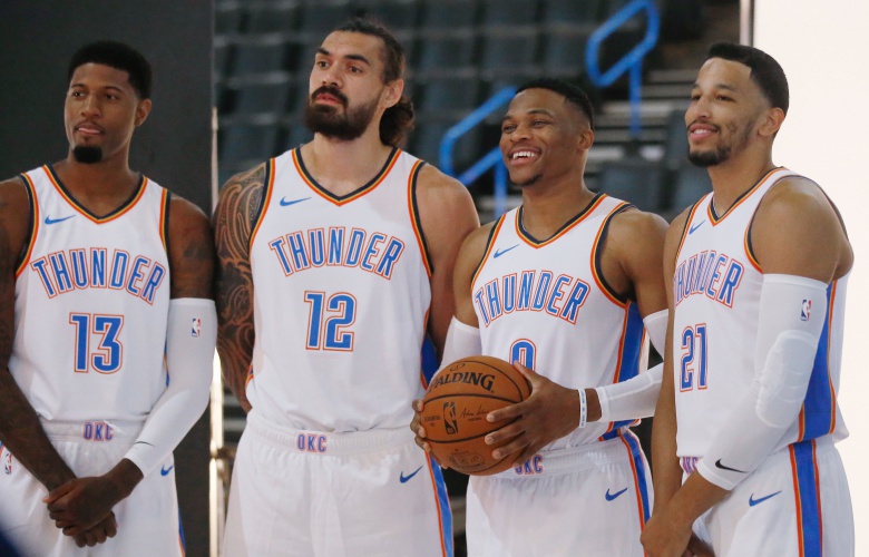 Paul George, Steven Adams, Russell Westbrook, Andre Roberson